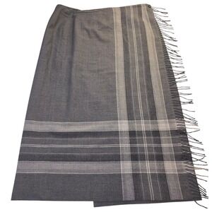 Talbots Wool Wrap Skirt Womens 18 Plaid Fringe USA Made Preppy Classic Chic READ